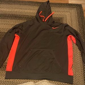Women xl nike hoodie runs bigger black and pink excellent condition